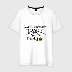 Мужская футболка хлопок Halloween party паук с паутиной хэллоуин