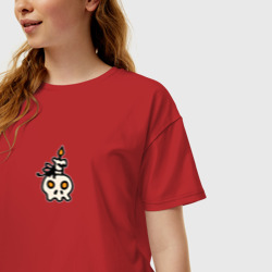 Женская футболка хлопок Oversize Счастливого хэллоуина тыква и летучие мыши - фото 2