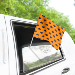 Флаг для автомобиля Летучие мыши - паттерн оранжевый  - фото 2