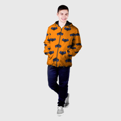 Мужская куртка 3D Летучие мыши - паттерн оранжевый  - фото 2