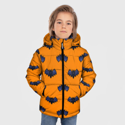 Зимняя куртка для мальчиков 3D Летучие мыши - паттерн оранжевый  - фото 2