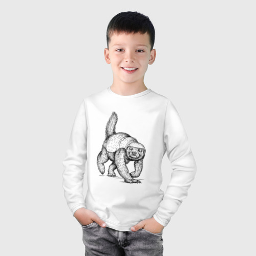 Детский лонгслив хлопок Медоед на бегу, цвет белый - фото 3