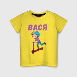 Вася - мальчик на самокате – Детская футболка хлопок с принтом купить со скидкой в -20%
