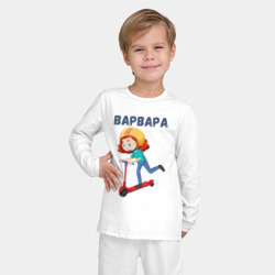 Пижама с принтом Варвара - девочка на самокате для мужчины, вид на модели спереди №2. Цвет основы: белый