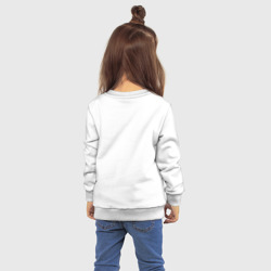 Свитшот с принтом Валя - девочка улыбка для ребенка, вид на модели сзади №2. Цвет основы: белый