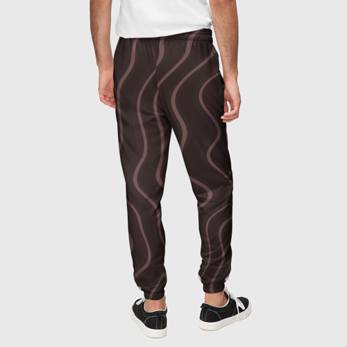 Мужские брюки 3D Кривые линии красно-коричневый, цвет 3D печать - фото 5