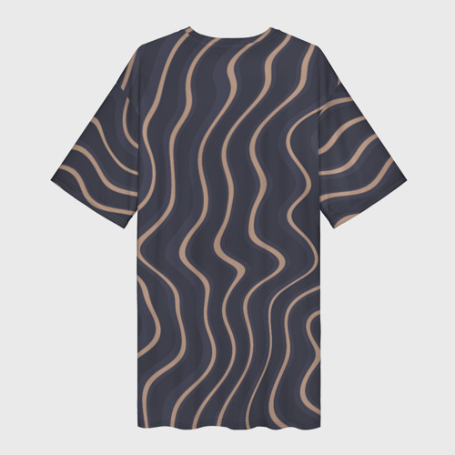 Платье-футболка 3D Абстракция полосы серо-бежевый, цвет 3D печать - фото 2