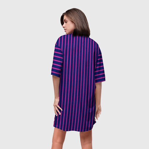 Платье-футболка 3D Фиолетовый полосатый, цвет 3D печать - фото 4