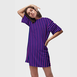 Платье-футболка 3D Фиолетовый полосатый - фото 2
