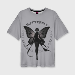 Женская футболка oversize 3D Dark butterfly