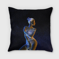 Подушка 3D Неоновая девушка-галактика и звезды