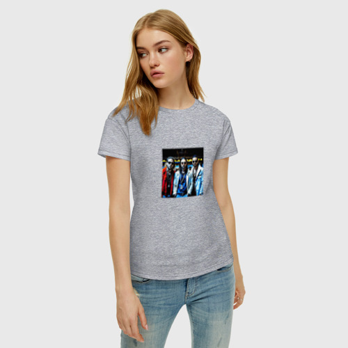 Женская футболка хлопок Imagine Dragons - музыкальная группа, цвет меланж - фото 3
