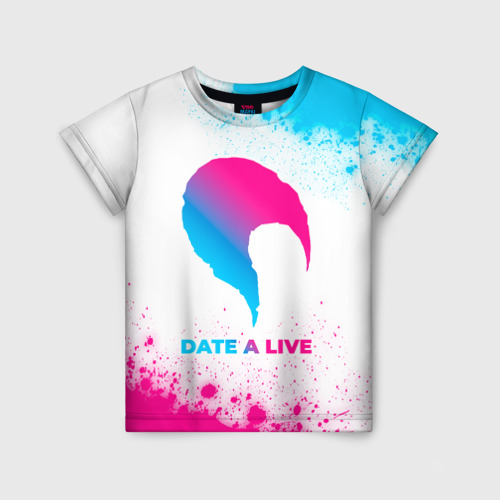 Детская футболка с принтом Date A Live neon gradient style, вид спереди №1