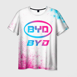 Мужская футболка 3D BYD neon gradient style