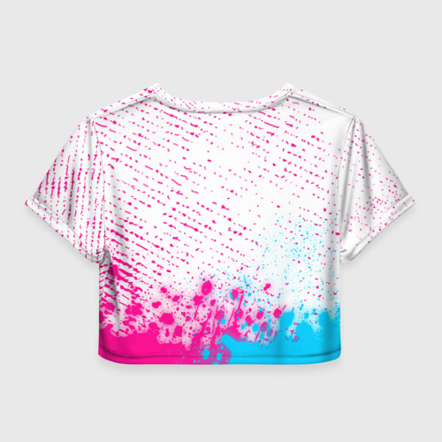 Женская футболка Crop-top 3D Warframe neon gradient style: символ сверху, цвет 3D печать - фото 2