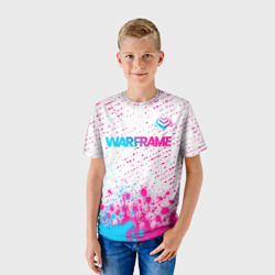 Детская футболка 3D Warframe neon gradient style: символ сверху - фото 2