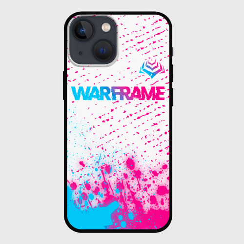 Чехол для iPhone 13 mini с принтом Warframe neon gradient style: символ сверху, вид спереди #2