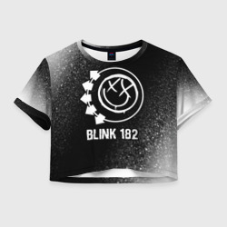 Женская футболка Crop-top 3D Blink 182 glitch на темном фоне