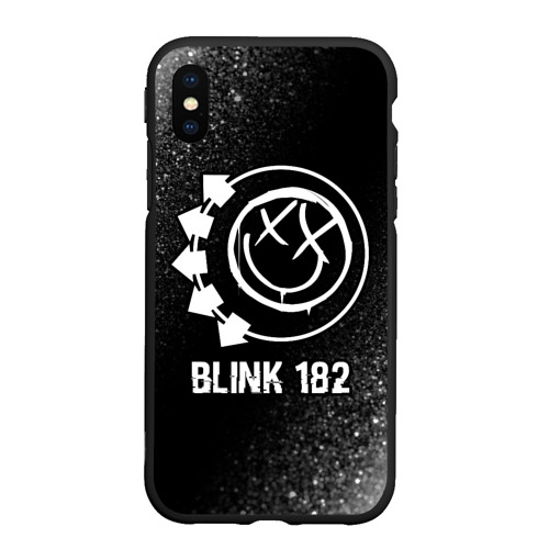 Чехол для iPhone XS Max матовый Blink 182 glitch на темном фоне