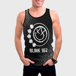 Мужская майка 3D Blink 182 glitch на темном фоне - фото 2