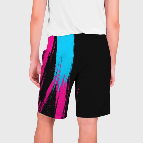 Мужские шорты 3D с принтом Nirvana - neon gradient: по-вертикали, вид сзади #1