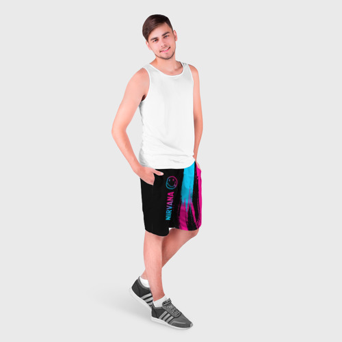 Мужские шорты 3D с принтом Nirvana - neon gradient: по-вертикали, фото на моделе #1