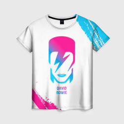 Женская футболка 3D David Bowie neon gradient style