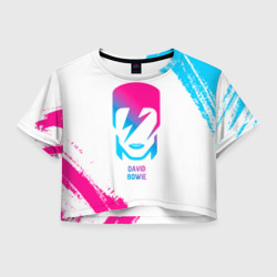 Женская футболка Crop-top 3D David Bowie neon gradient style