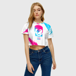 Женская футболка Crop-top 3D David Bowie neon gradient style - фото 2