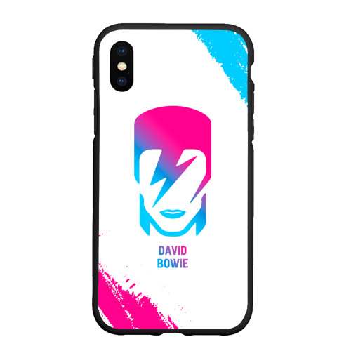 Чехол для iPhone XS Max матовый David Bowie neon gradient style