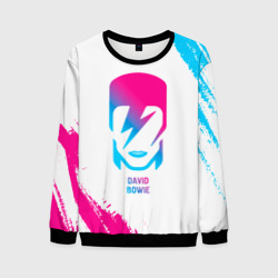 Мужской свитшот 3D David Bowie neon gradient style