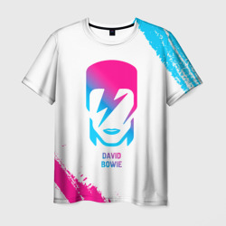 Мужская футболка 3D David Bowie neon gradient style