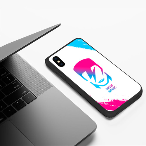 Чехол для iPhone XS Max матовый David Bowie neon gradient style - фото 5