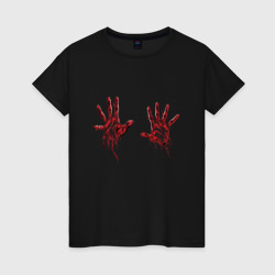 Женская футболка хлопок Две руки из темноты