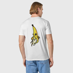 Футболка с принтом Осьминог банан для мужчины, вид на модели сзади №2. Цвет основы: белый