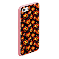 Чехол для iPhone 5/5S матовый Весёлые тыквы на Хеллоуин паттерн - фото 2