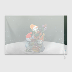 Флаг 3D Новогодний квартет со снеговиками - фото 2
