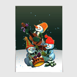 Постер Новогодний квартет со снеговиками