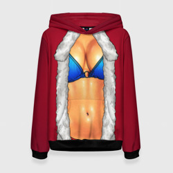 Женская толстовка 3D Красный костюм секси снегурочки с грудью
