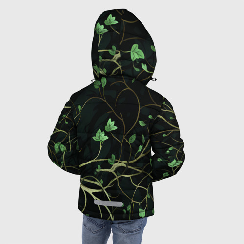 Зимняя куртка для мальчиков 3D с принтом Ветка лозы, вид сзади #2