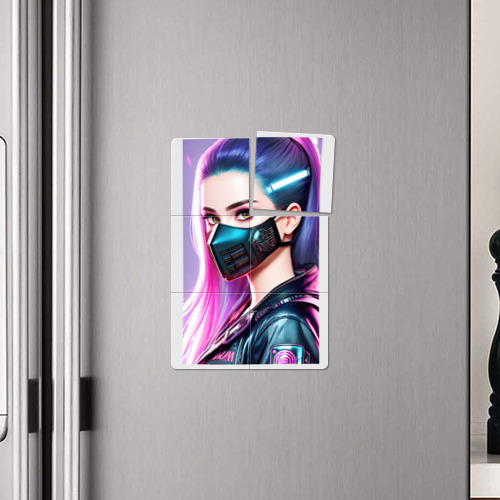 Магнитный плакат 2Х3 Красавица в маске - киберпанк - нейросеть - фото 4