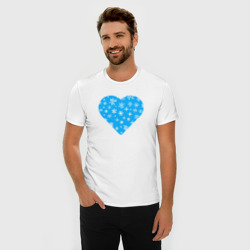 Мужская футболка хлопок Slim Голубое сердце снежинки - фото 2