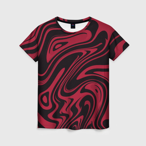 Женская футболка 3D с принтом Абстракция тёмно-красный, вид спереди #2