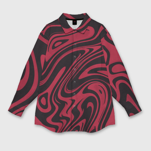 Мужская рубашка oversize 3D с принтом Абстракция тёмно-красный, вид спереди #2