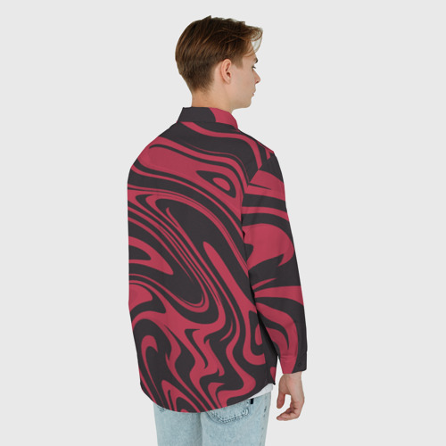 Мужская рубашка oversize 3D с принтом Абстракция тёмно-красный, вид сзади #2