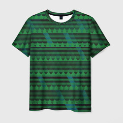 Мужская футболка 3D Геометрические треугольники тёмно-зелёный