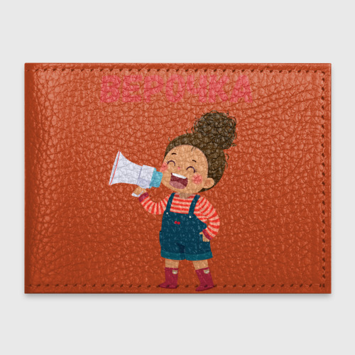 Обложка для студенческого билета Верочка девочка с громкоговорителем, цвет оранжевый