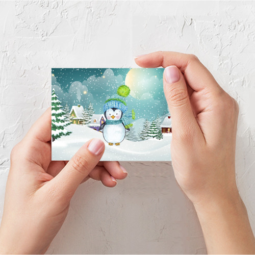Поздравительная открытка Новогодний  пингвин , цвет белый - фото 3