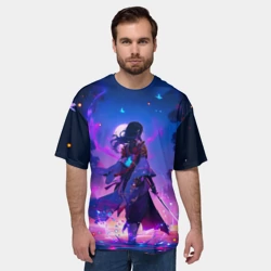 Мужская футболка oversize 3D Шогун Райден - Геншин Импакт - фото 2
