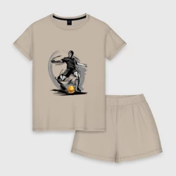 Женская пижама с шортиками хлопок Золотой мяч футболиста